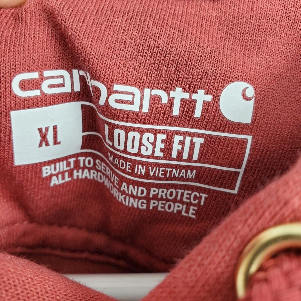 Carhartt Mens‎ Loose Fit Midweight Logo Sleeve Hoodie Terracotta Red XL Workwear